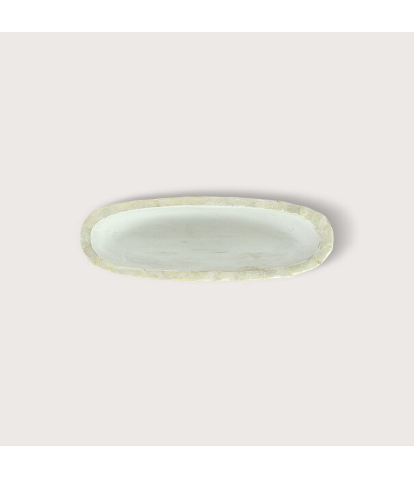 Pot Capiz High Oval Pearl White L50 W16 H30