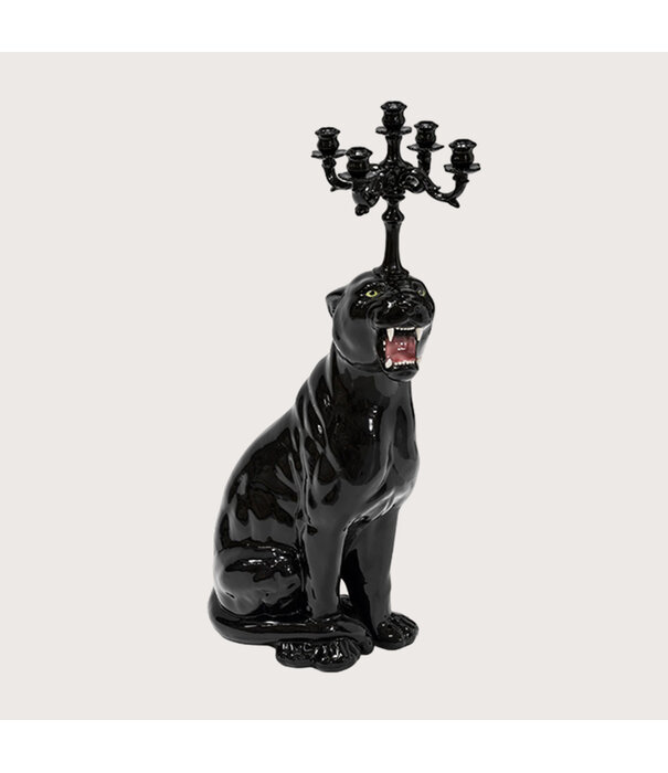 Kandelaar Luipaard Zwart H130