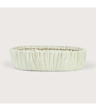 Pot Folds Oval Pearl White L70 W35 H17