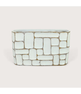 Oval Pot Coco White L51 W12.5 H30.5