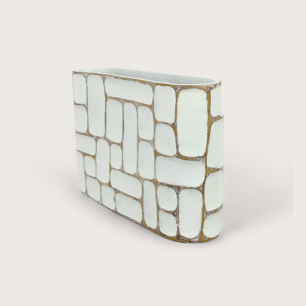 Oval Pot Coco White L51 W12.5 H30.5