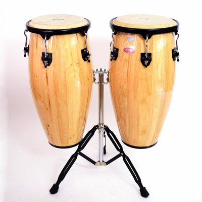 Conga-set 11 + 11,75'' met standaard, naturel, Stagg