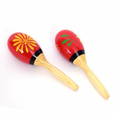 StigSlag Maracas hout, rood-blank-groen beschilderd, 23 cm (per paar)