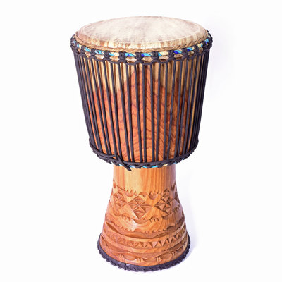 Bouba Percussion Djembé Guinee, Ø 32,5 cm, houtsnijwerk, Bouba