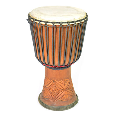 Bouba Percussion Djembé Guinee, melina hout, Ø 32,5 cm, rubber onderrand