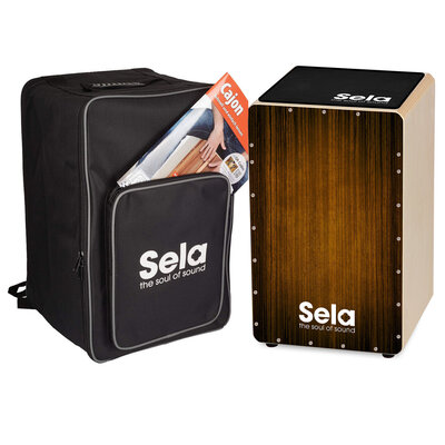 Cajon bundel, Cajon Varios Brown + Cajonpad + Rugzak, Sela