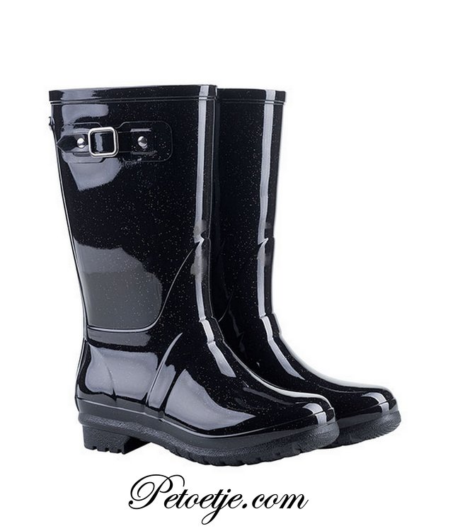 black glitter rain boots