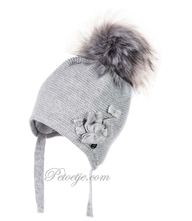 grey knitted baby hat