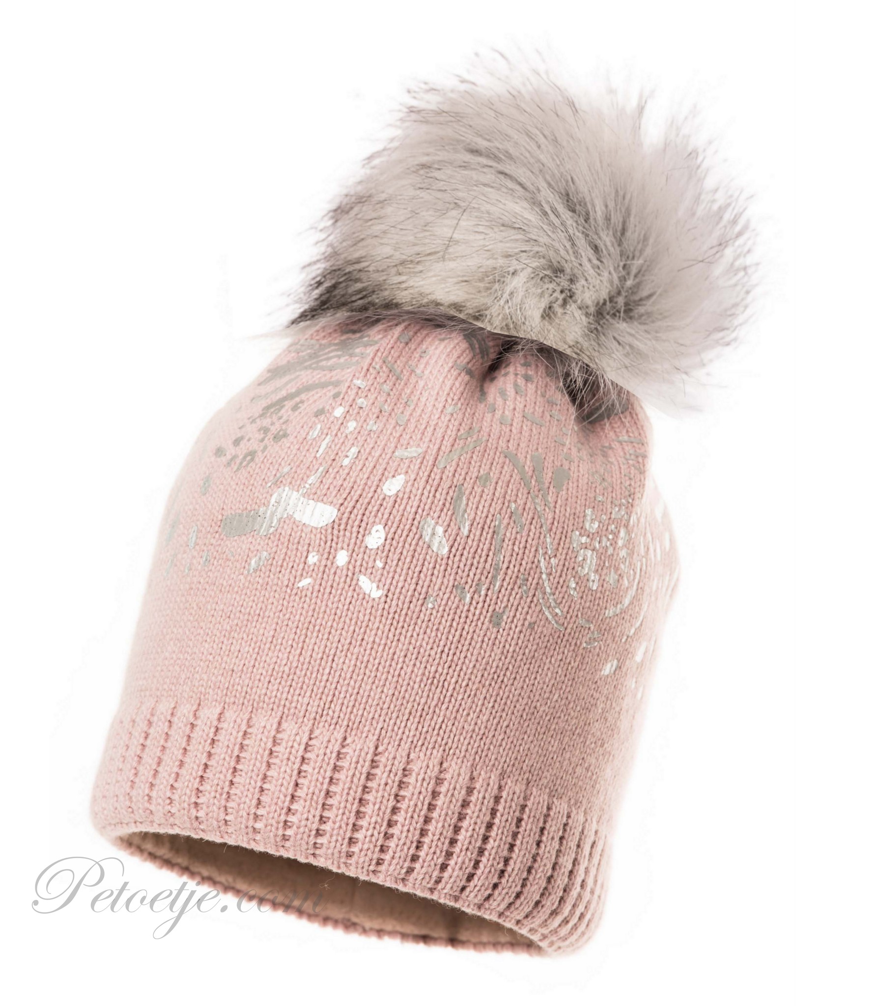 Pink Wool Knit Hat - Pom - Petoetje