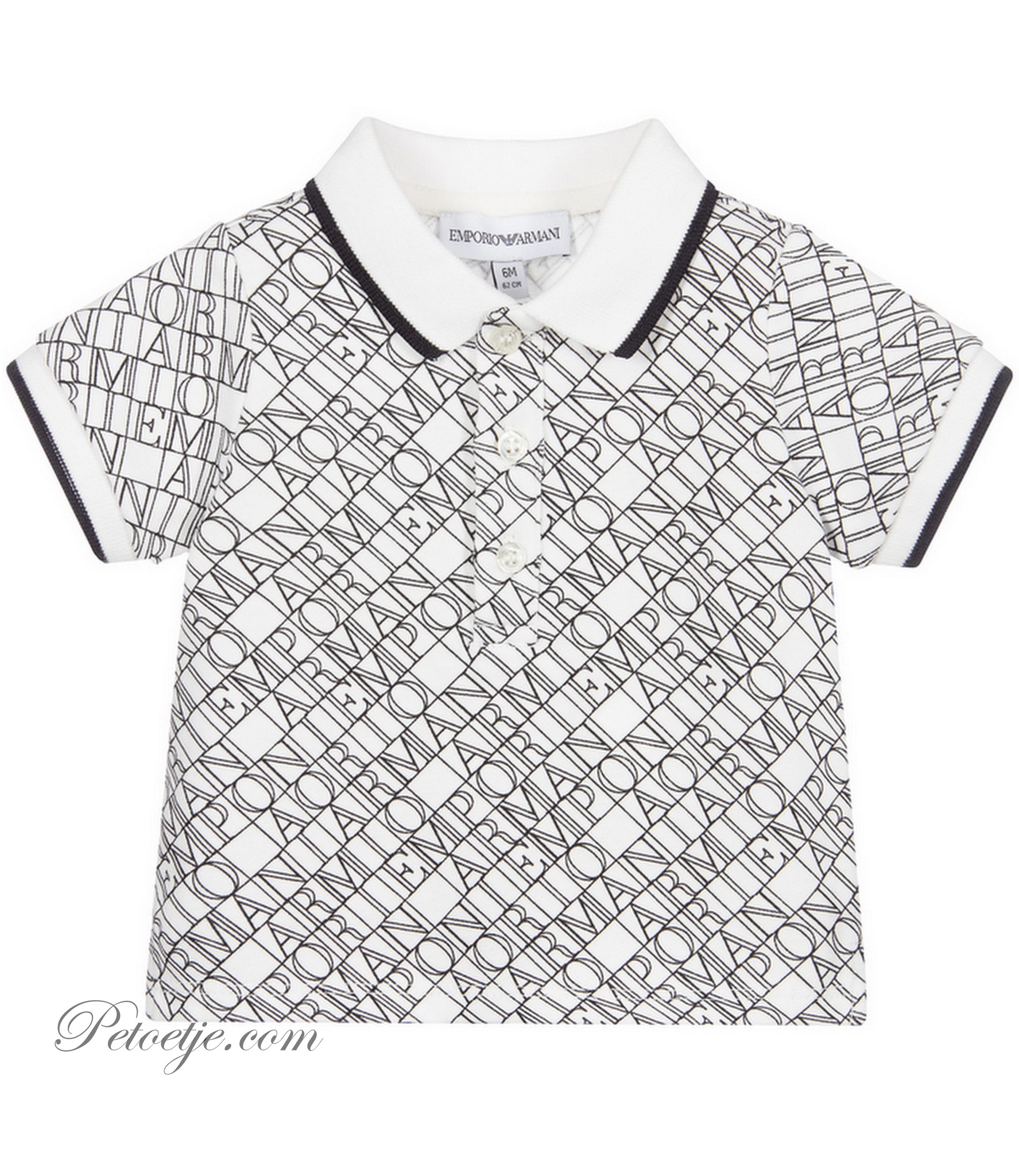 Baby Boys White & Blue Logo Polo Shirt - Petoetje