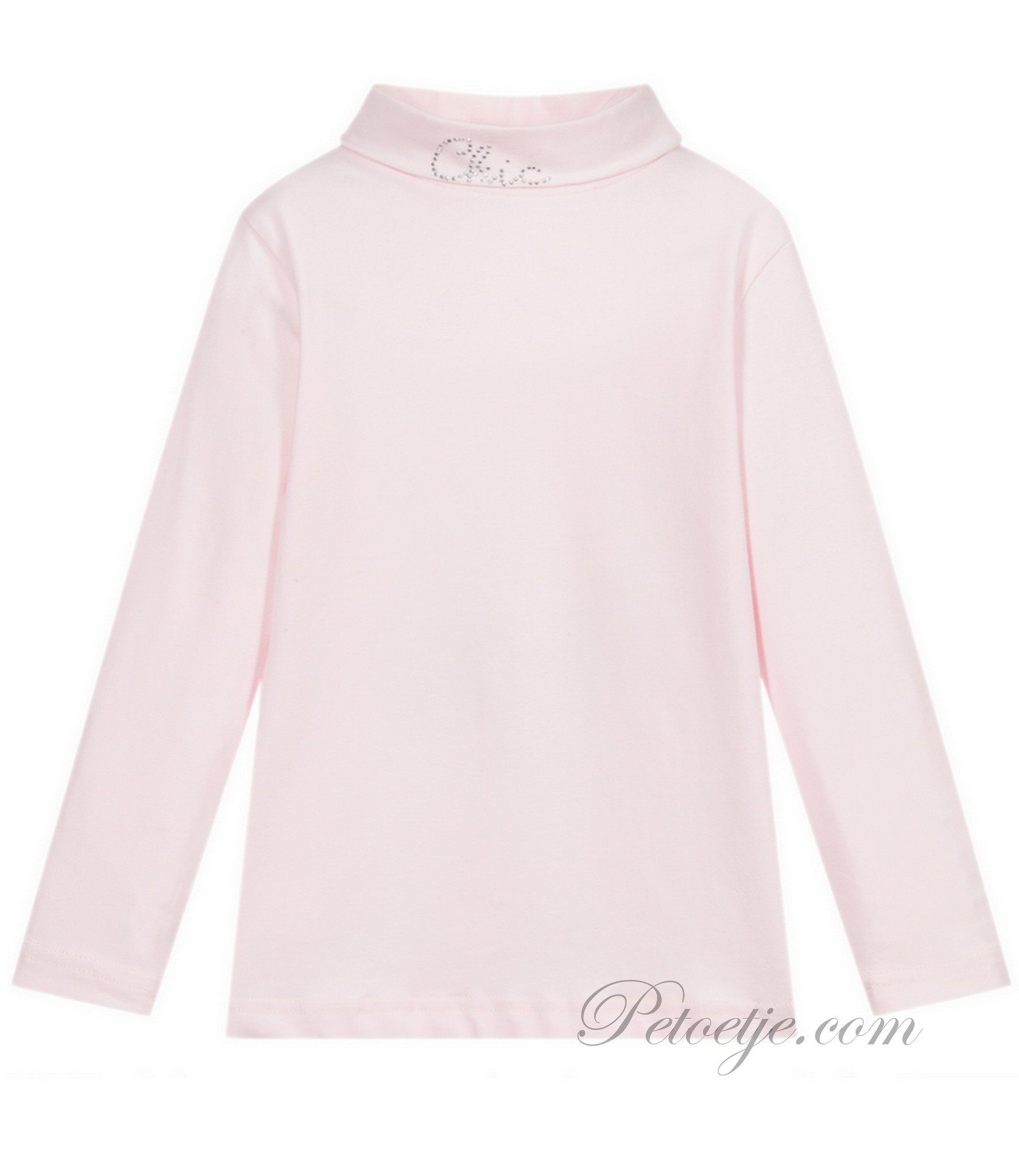Girls Pink Jersey Turtleneck Top - Petoetje