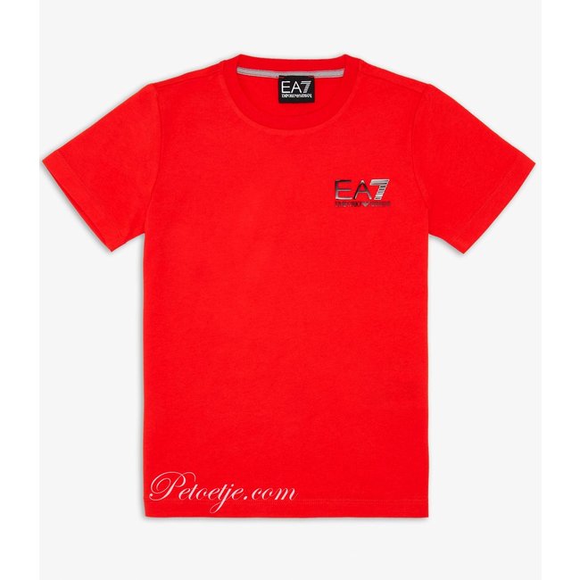 Boys Red Cotton Logo T-Shirt Petoetje