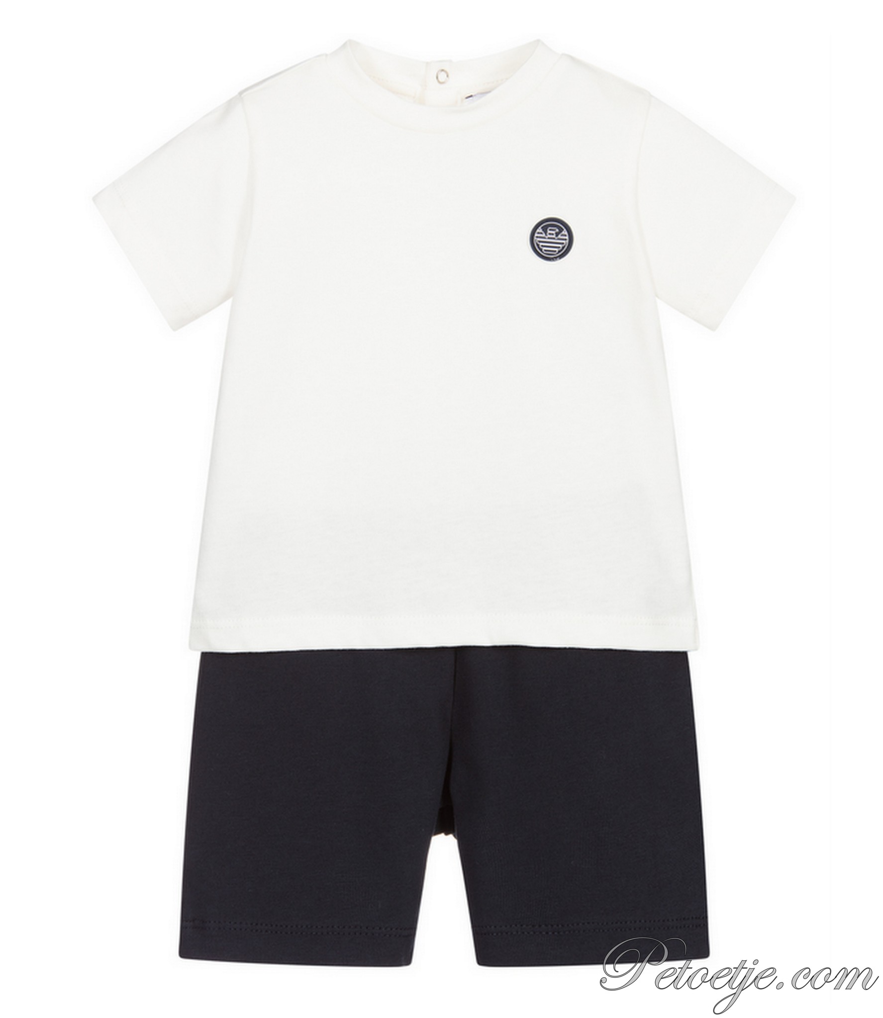 Boys Ivory & Navy Blue Eagle Shorts Set - Petoetje