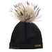 BARCELLINO Black Fur Pom-Pom Hat