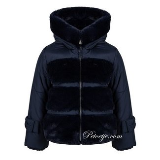 LAPIN HOUSE Navy Blue Padded Faux Fur Coat