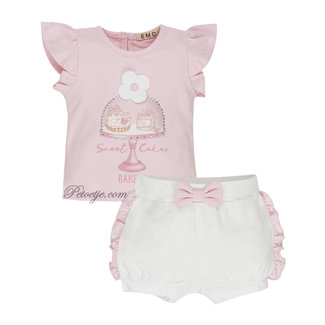 EMC Baby Meisjes Roze & Witte Short Set