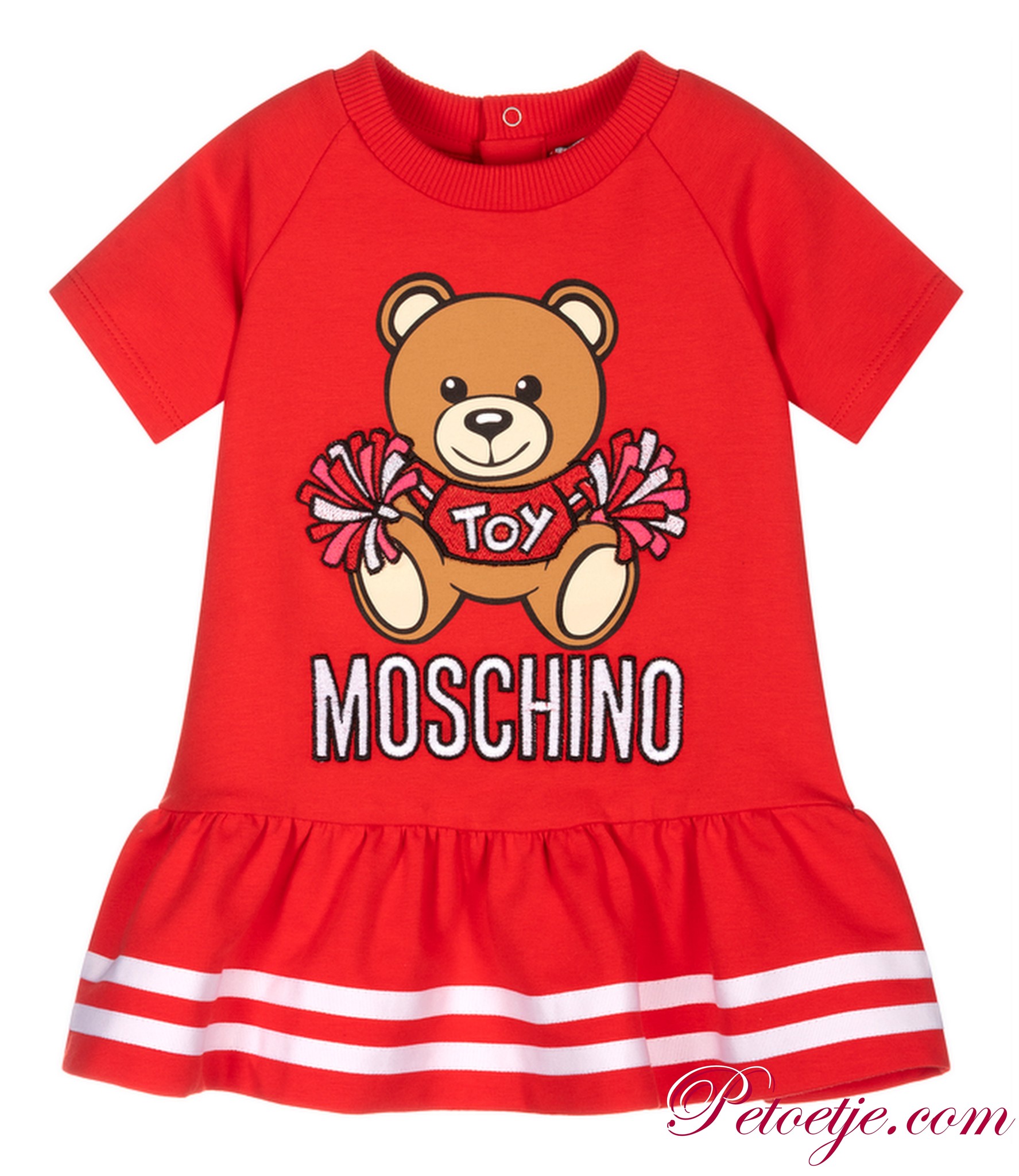 Moschino Kids Teddy Bear Velvet Dress Red Female 164cm