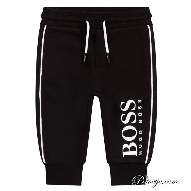 HUGO BOSS Kidswear  Black Cotton Logo Joggers