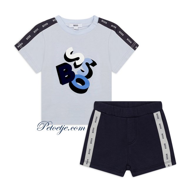 HUGO BOSS Kidswear  Baby Jongens Blauwe Short Logo Gift Set