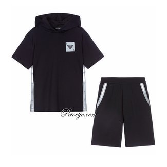 Boys Navy Blue Logo Shorts Set - Petoetje