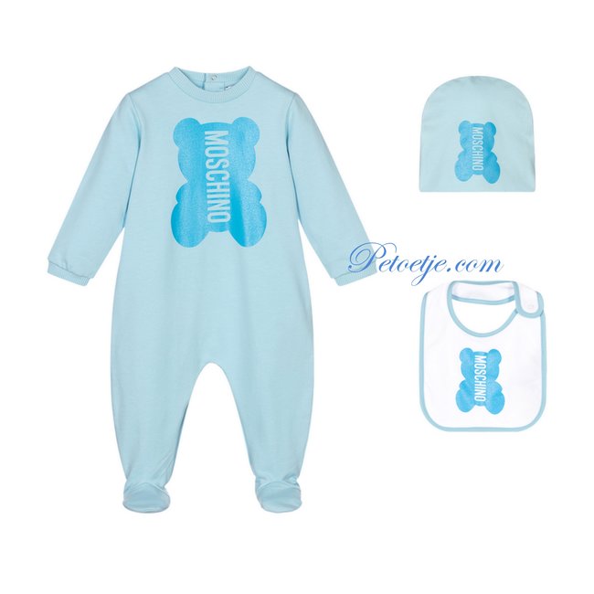 MOSCHINO Jongens Blauw Logo Baby Pakje Set