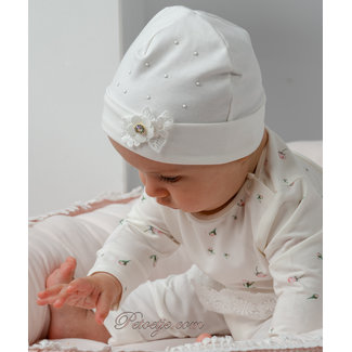 JAMIKS Baby Girls Ivory Cotton Hat