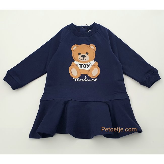 MOSCHINO Baby Girls Navy Blue Teddy Bear Jersey Dress