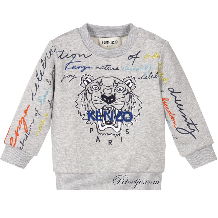 Bestudeer Kinderen klassiek Baby Jongens Grijze Tijger Sweatershirt - Trui - Petoetje