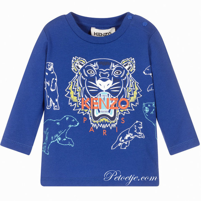 Baby Jongens Kobalt Blauwe Tijger T-Shirt Petoetje