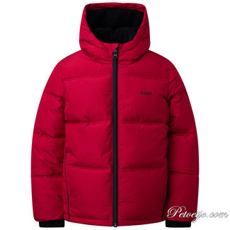 Boys Red Puffer Logo Jacket - Petoetje