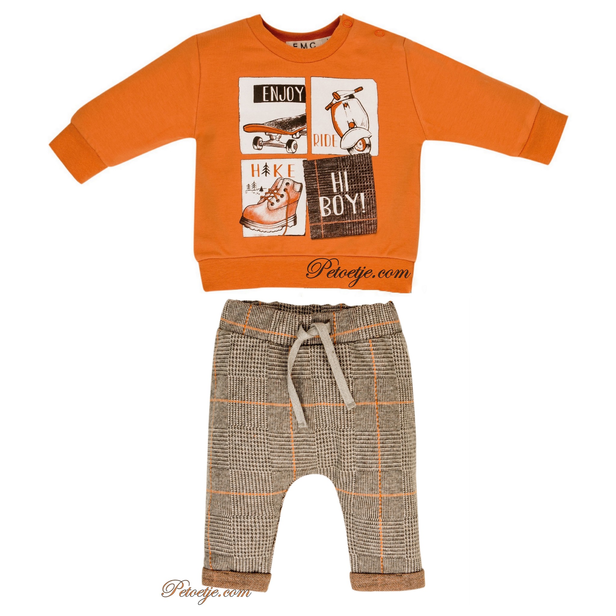 Margaret Mitchell Zich afvragen Glimp Baby Jongens Oranje Sweater Trui & Broek Set - Petoetje
