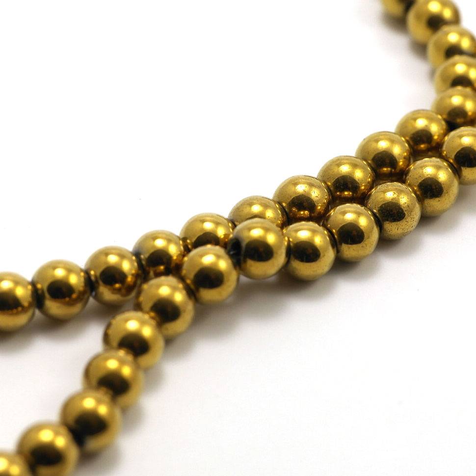 Hematiet kralen gold plated (6mm)