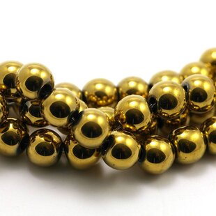 Hematiet kralen gold plated (8mm)