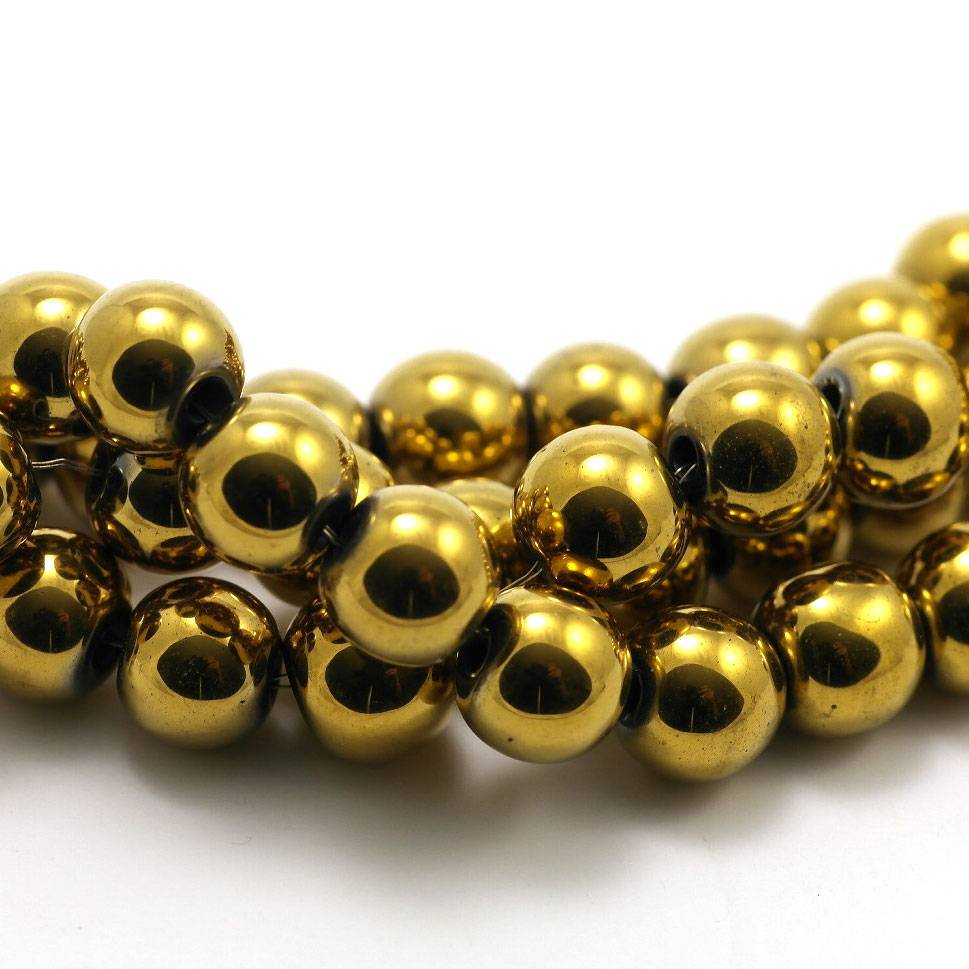 Hematiet kralen gold plated (8mm)