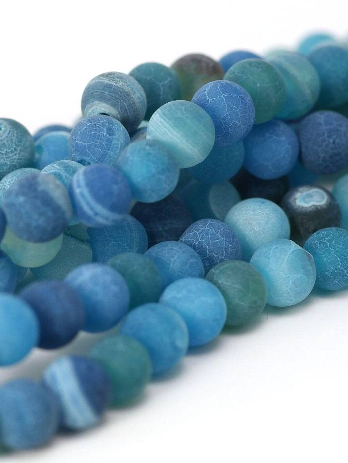 Agaat kralen - effloresce deepskyblue 6 mm (streng)