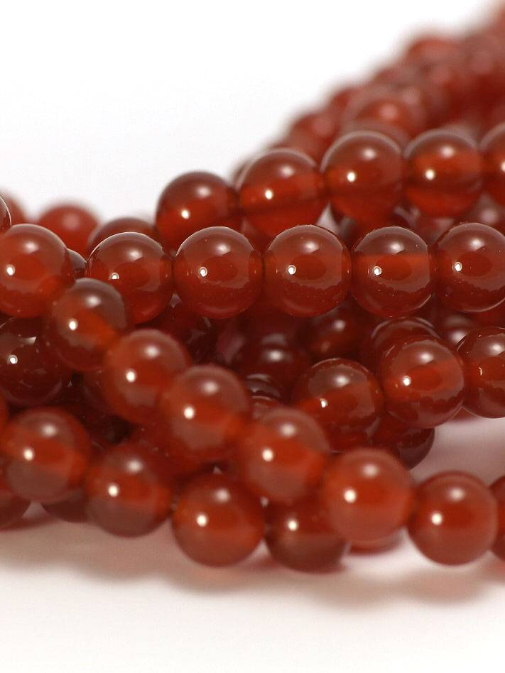 Agaat - rode agaat kralen 6 mm rond (streng)