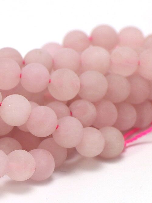 Rozenkwarts kralen 4 mm rond 'frosted' (streng)