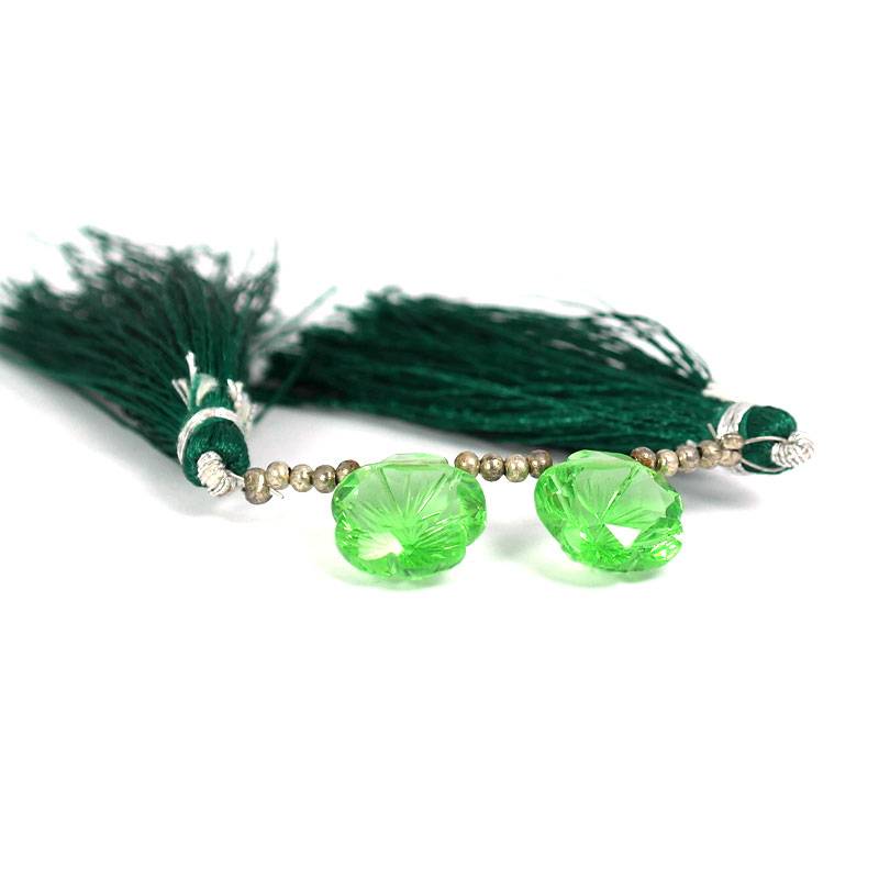 Peridot kwarts briolettes ca 13 mm bloem (2st)
