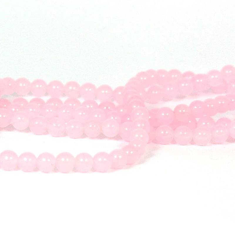Jade kralen 6 mm rond pink (streng)