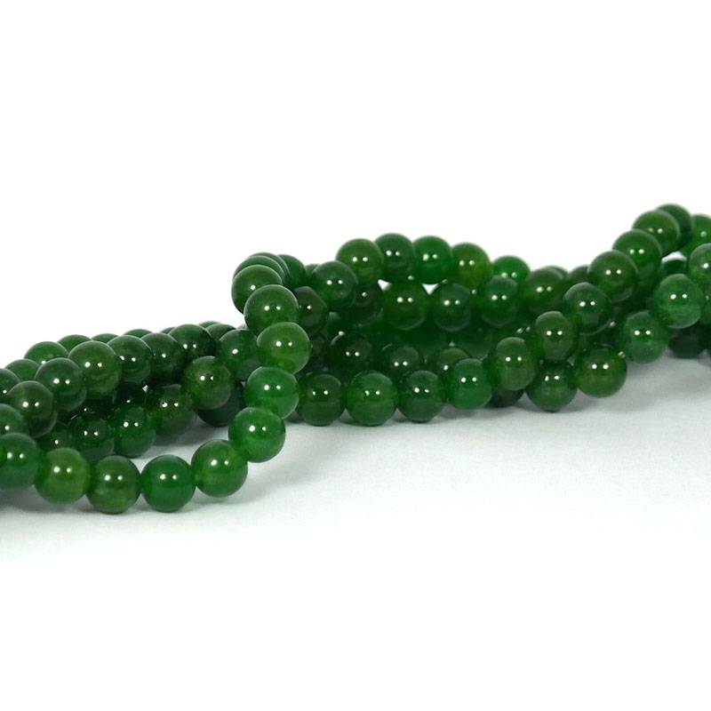Jade kralen 6 mm rond dark olive green (streng)