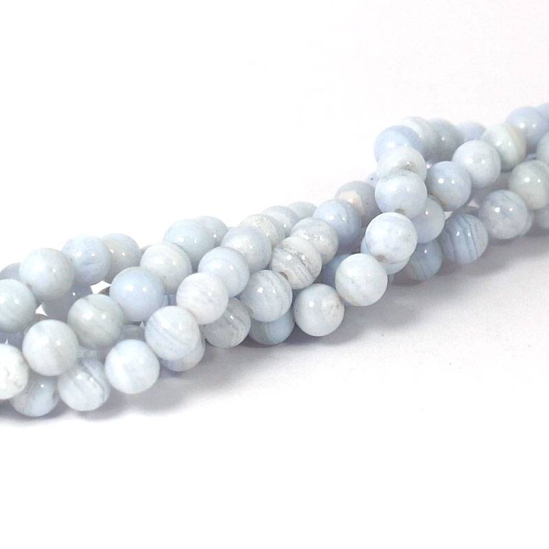 Agaat - blue lace agaat kralen 6 mm rond (streng)