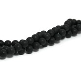 Agaat - mat zwarte agaat kralen 8 mm (streng)