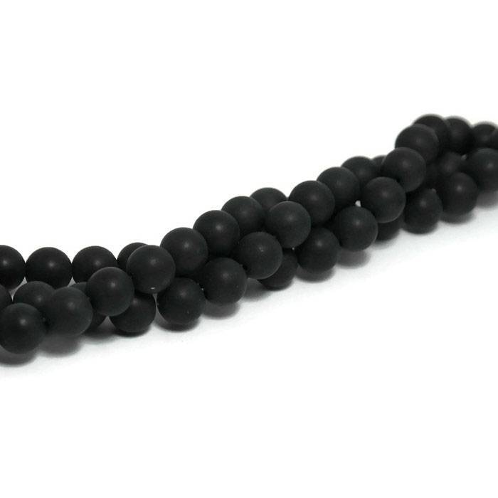 Agaat - mat zwarte agaat kralen 8 mm (streng)