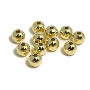 Metalen kralen 6 mm rond goudkleur (50st) - groot rijggat
