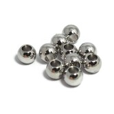 Metalen kralen 6 mm rond antiek zilverkleur (10st)  - groot rijggat