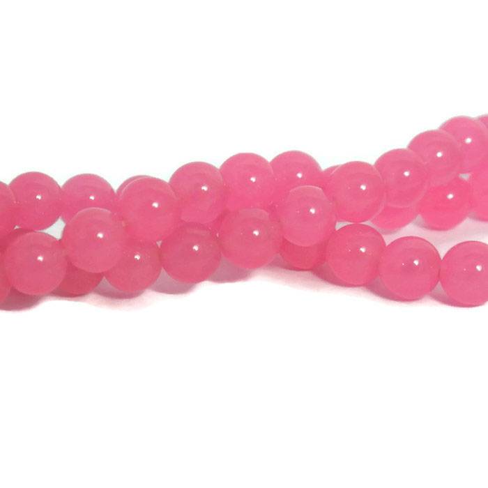 Jade kralen 8 mm rond hot pink (streng)
