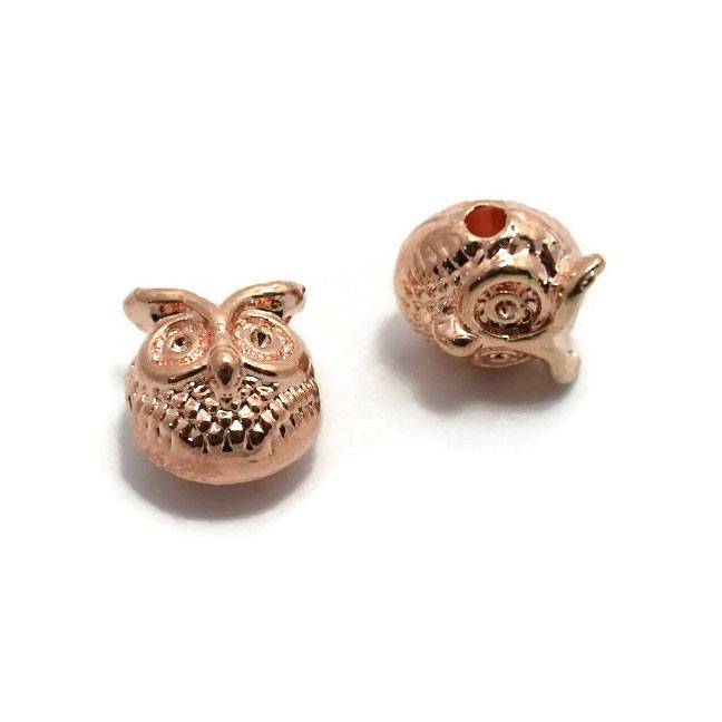 Metalen kralen uil rosé goudkleur (p/st)