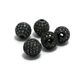 Metalen kralen 8 mm gunmetal met zirconia (p/st)