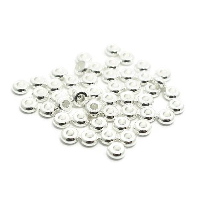 Metalen kralen spacer zilverkleur 4x2 mm (zakje 50 st)