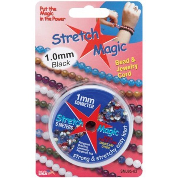 Stretch Magic elastiek zwart, diameter 0,5-1,0mm